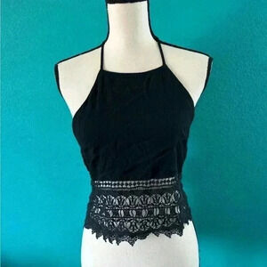 American eagle outfitters black halter top in size medium